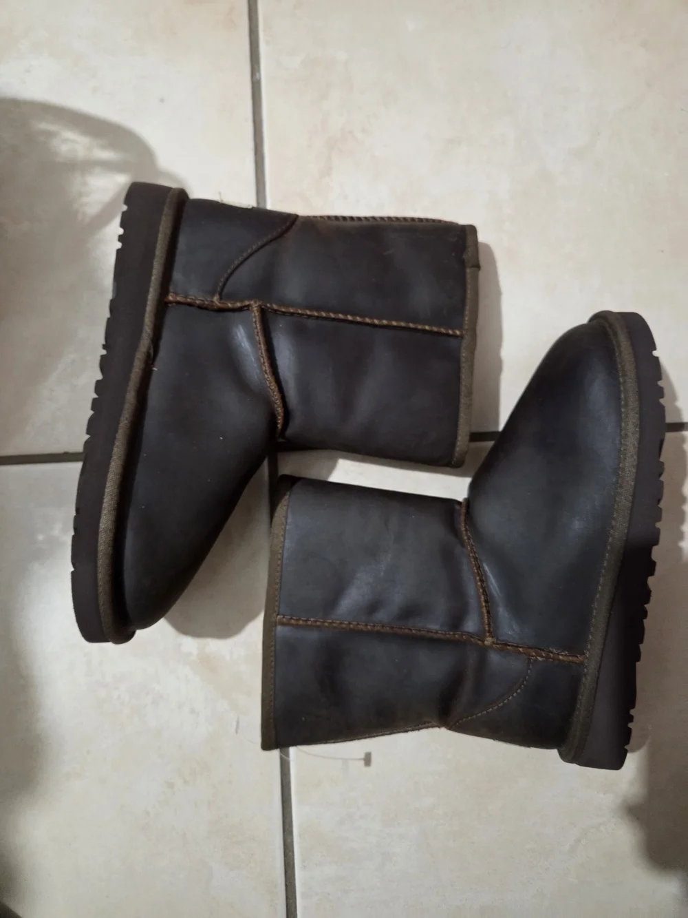 UGG Classic Short Sheepskin Boots in Dark Brown with Cream Lining